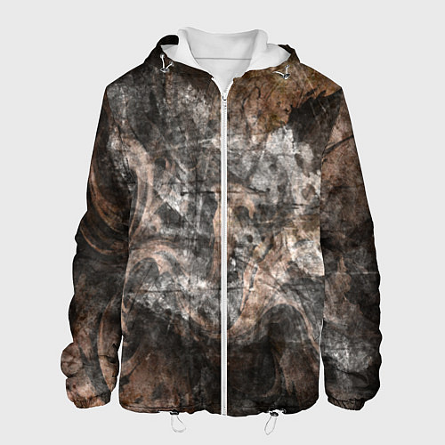 Мужская куртка Абстракция - brown darkness / 3D-Белый – фото 1
