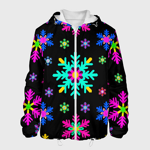 Мужская куртка Снежинки ретро / 3D-Белый – фото 1
