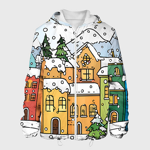 Мужская куртка Новогодний снегопад / 3D-Белый – фото 1