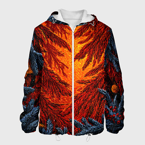 Мужская куртка Новогодние ветки елок / 3D-Белый – фото 1