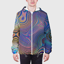 Куртка с капюшоном мужская Абстрактная рябь, цвет: 3D-белый — фото 2