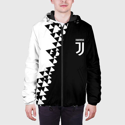 Мужская куртка Juventus черно белая геометрия текстура / 3D-Черный – фото 3