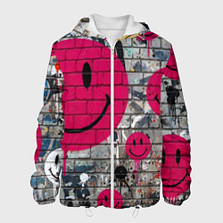 Мужская куртка Розовые смайлы граффити
