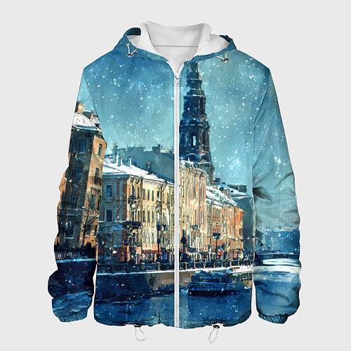 Мужская куртка Снегопад в Санкт-Петербурге / 3D-Белый – фото 1