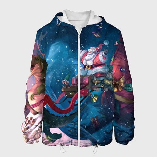 Мужская куртка Санта с динозавром / 3D-Белый – фото 1