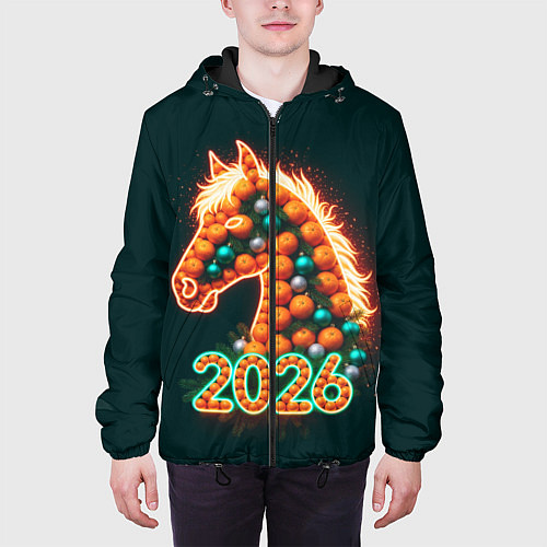 Мужская куртка Праздничная лошадь 2026 / 3D-Черный – фото 3