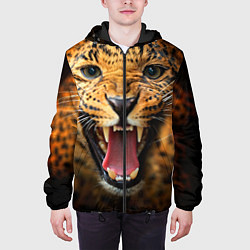 Куртка с капюшоном мужская Рык леопарда, цвет: 3D-черный — фото 2