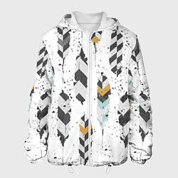 Куртка с капюшоном мужская Перья, цвет: 3D-белый