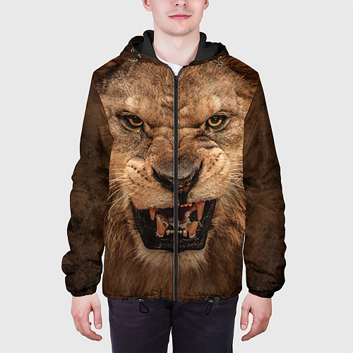 Мужская куртка Взгляд льва / 3D-Черный – фото 3