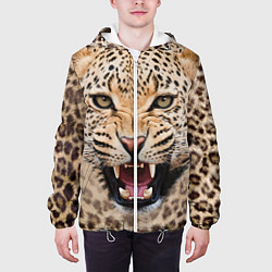 Куртка с капюшоном мужская Взгляд леопарда, цвет: 3D-белый — фото 2