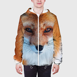 Куртка с капюшоном мужская Взгляд лисы, цвет: 3D-белый — фото 2