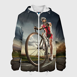 Куртка с капюшоном мужская Велогонщик, цвет: 3D-белый