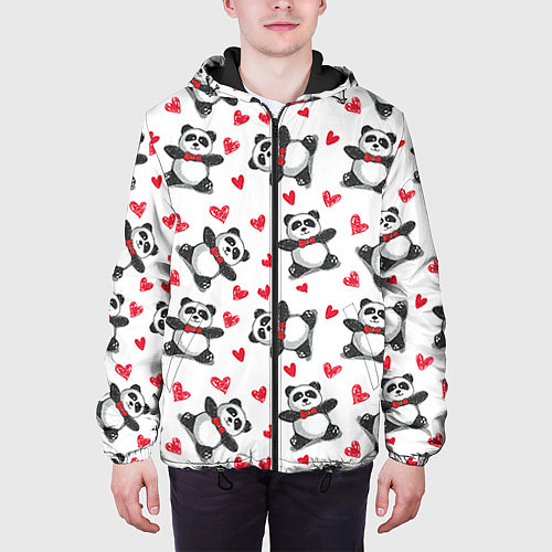 Мужская куртка Любимые панды / 3D-Черный – фото 3