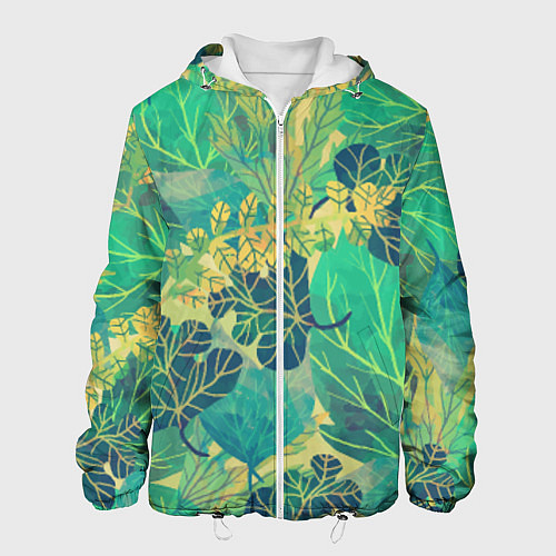 Мужская куртка Узор из листьев / 3D-Белый – фото 1