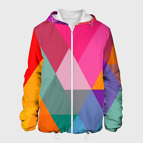 Мужская куртка Разноцветные полигоны / 3D-Белый – фото 1