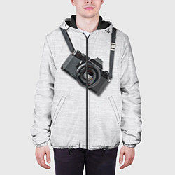 Куртка с капюшоном мужская Фотоаппарат на груди, цвет: 3D-черный — фото 2