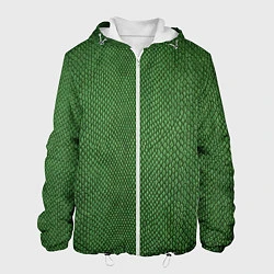 Куртка с капюшоном мужская Змеиная зеленая кожа, цвет: 3D-белый