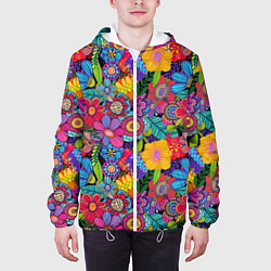 Куртка с капюшоном мужская Яркие цветы, цвет: 3D-белый — фото 2