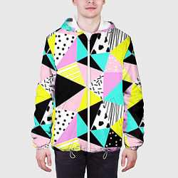 Куртка с капюшоном мужская Треугольнички, цвет: 3D-белый — фото 2