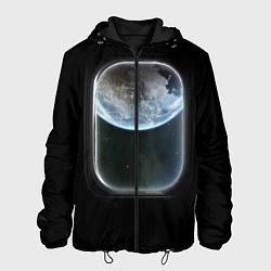 Куртка с капюшоном мужская Земля в иллюминаторе, цвет: 3D-черный