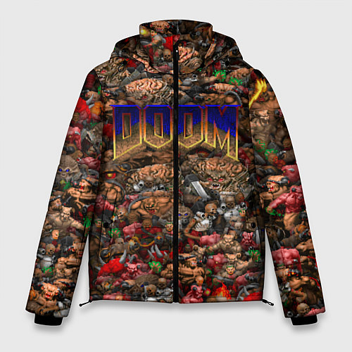 Мужская зимняя куртка DOOM: Pixel Monsters / 3D-Красный – фото 1