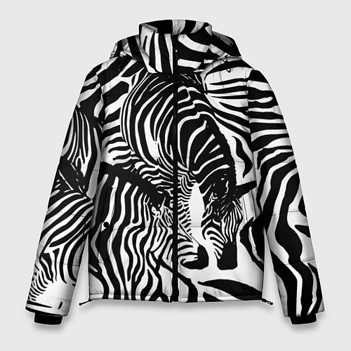 Мужская зимняя куртка Полосатая зебра / 3D-Черный – фото 1