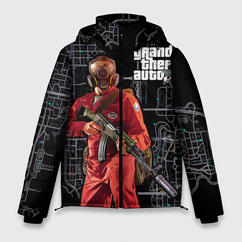 Мужская зимняя куртка GTA V: Map / 3D-Черный – фото 1