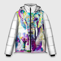 Куртка зимняя мужская Акварельные слоны, цвет: 3D-красный