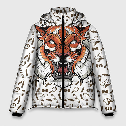 Мужская зимняя куртка Тигр-барбер / 3D-Черный – фото 1