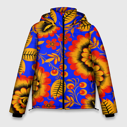Мужская зимняя куртка Хохломской узор / 3D-Черный – фото 1