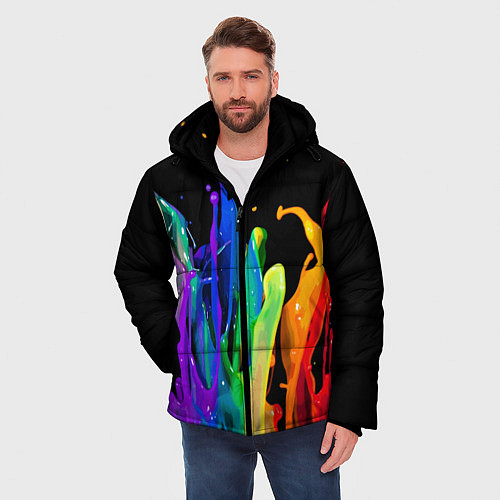 Мужская зимняя куртка Всплеск красок / 3D-Светло-серый – фото 3