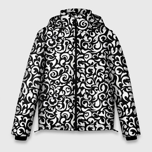 Мужская зимняя куртка Винтажные листья / 3D-Черный – фото 1