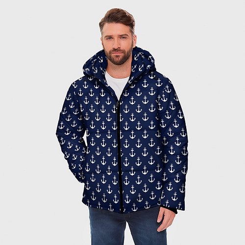 Мужская зимняя куртка Морские якоря / 3D-Светло-серый – фото 3