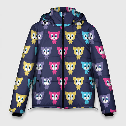 Мужская зимняя куртка Разноцветные котята / 3D-Черный – фото 1