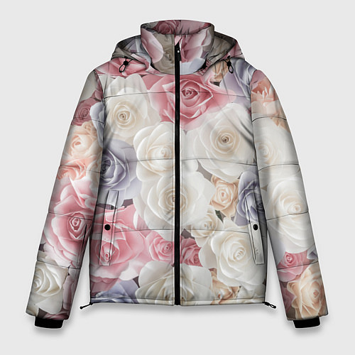 Мужская зимняя куртка Букет из роз / 3D-Черный – фото 1