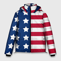 Куртка зимняя мужская USA Flag, цвет: 3D-черный