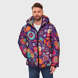 Куртка зимняя мужская Цветочный взрыв, цвет: 3D-черный — фото 2