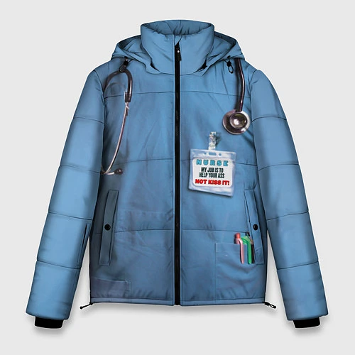 Мужская зимняя куртка Костюм врача / 3D-Светло-серый – фото 1