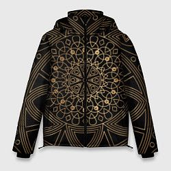 Куртка зимняя мужская Золотая мандала, цвет: 3D-черный
