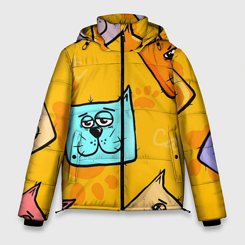 Мужская зимняя куртка Котики / 3D-Черный – фото 1