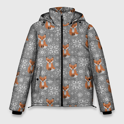 Мужская зимняя куртка Зимние лисицы / 3D-Черный – фото 1