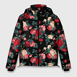 Куртка зимняя мужская Кустовые розы, цвет: 3D-черный