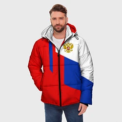 Куртка зимняя мужская Russia: Geometry Tricolor, цвет: 3D-черный — фото 2