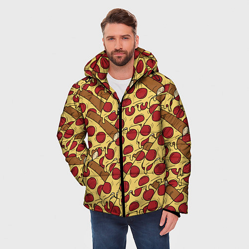 Мужская зимняя куртка Любитель пиццы / 3D-Светло-серый – фото 3