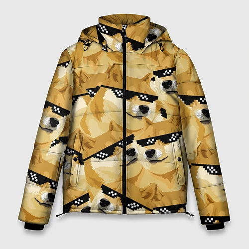 Мужская зимняя куртка Doge: Deal with it / 3D-Черный – фото 1