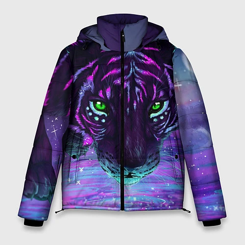 Мужская зимняя куртка Неоновый тигр / 3D-Черный – фото 1
