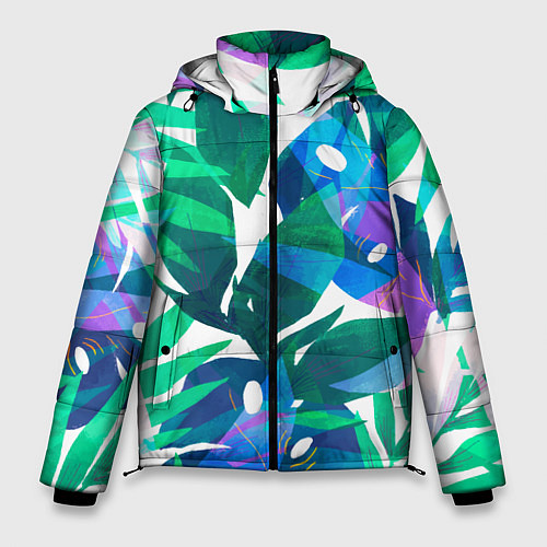 Мужская зимняя куртка Зеленые тропики / 3D-Черный – фото 1