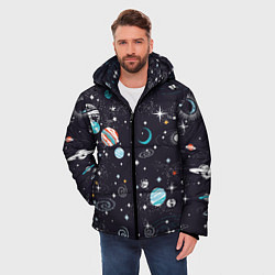 Куртка зимняя мужская Загадочный космос, цвет: 3D-черный — фото 2