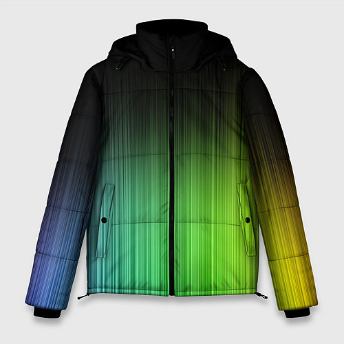 Мужская зимняя куртка Неоновые полосы - Минимализм / 3D-Черный – фото 1