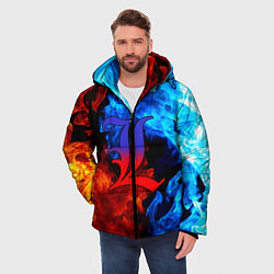 Куртка зимняя мужская L letter fire, цвет: 3D-красный — фото 2